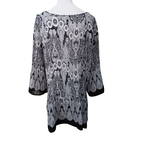 AVENUE Blouse Tunic Top 26/28 3X Accordion Pleat Beads Bling Travel Career Flare - Picture 4 of 12